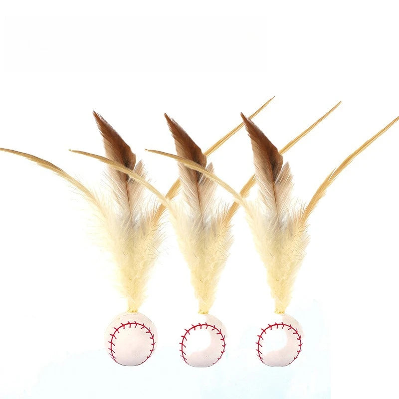 Feather Bouncy Ball Cat Toy — Indoor High-Rebound Flutter Ball for Self-Play