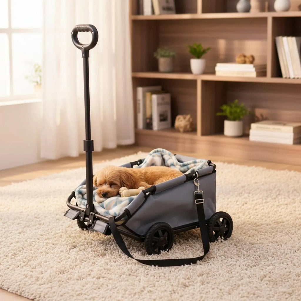 Lightweight Portable 4-Wheel Pet Pull Wagon with Adjustable Handle