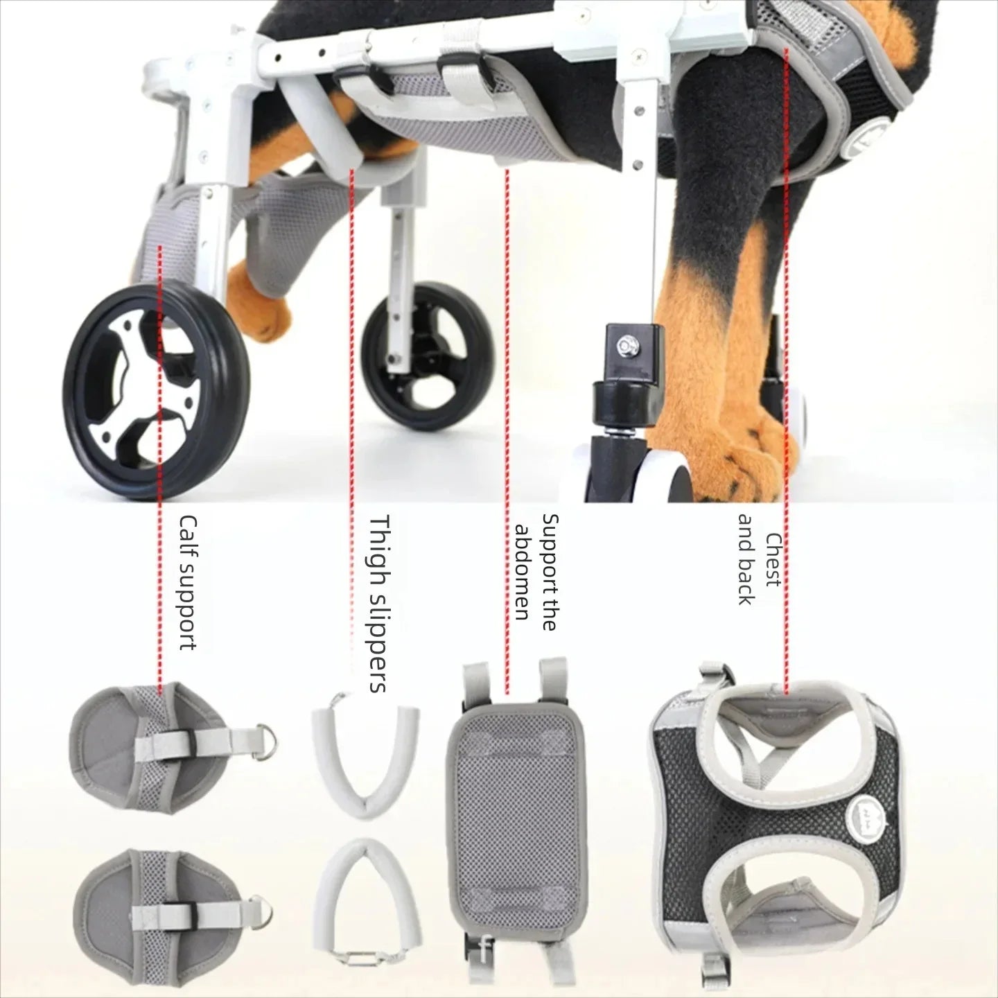 Adjustable Pet Wheelchair Mobility Aid for Disabled Dogs & Cats