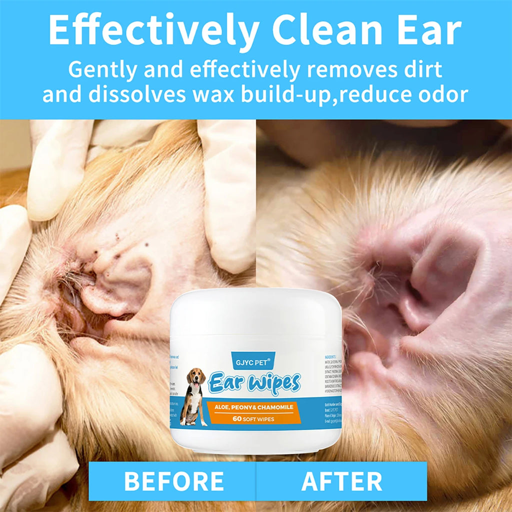 Gentle Dog & Cat Ear Cleaning Wipes — Lint-Free, Travel-Friendly, All Breeds