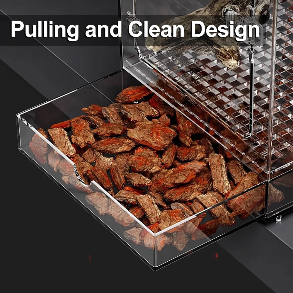 Acrylic Transparent Reptile Breeding Box — Ventilated Terrarium for Spiders & Insects