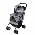 2-in-1 Dog Stroller & Carrier (Detachable, 4-Wheel, Foldable, Lightweight)