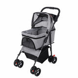 2-in-1 Dog Stroller & Carrier (Detachable, 4-Wheel, Foldable, Lightweight)