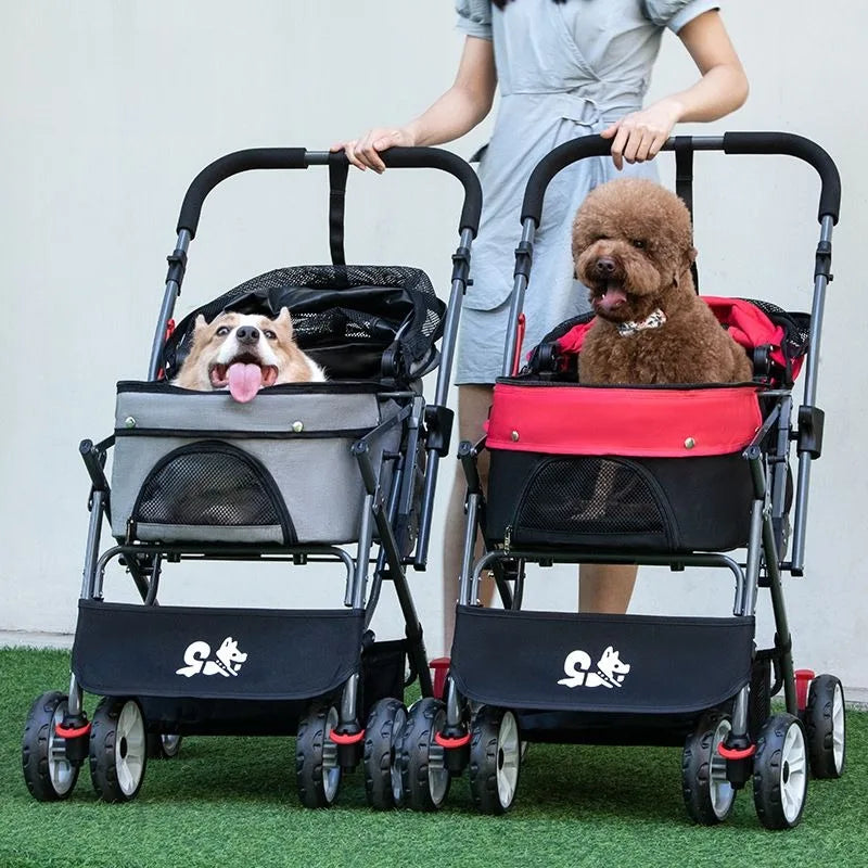 3-in-1 Folding Pet Stroller with Detachable Carrier (Small & Medium Pets)