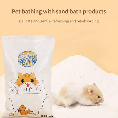 Natural Silica Bath Sand — Low-Dust Deodorizing Sand for Hamsters, 500g