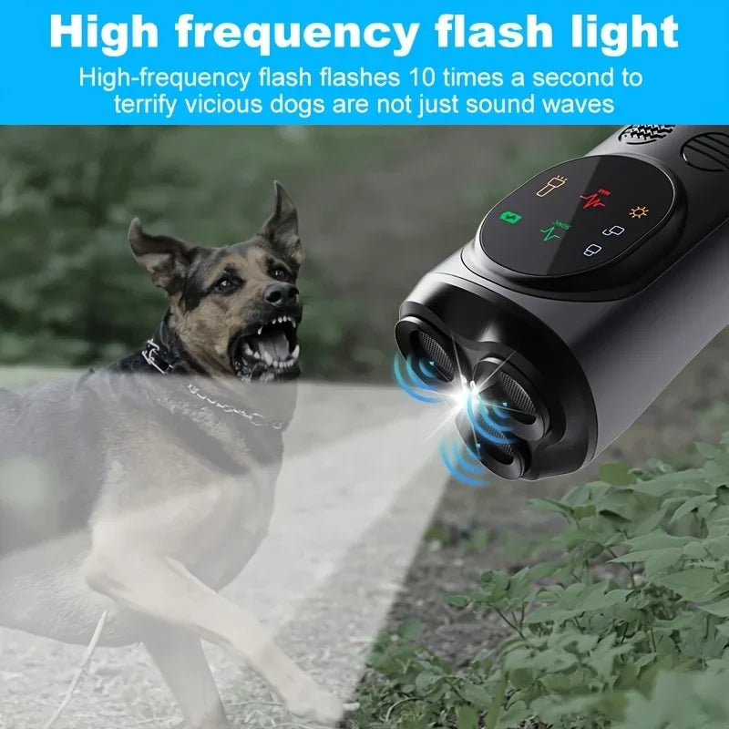 Ultrasonic 3-Head Dog Repellent & Trainer with Safety Light