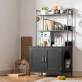 57in Wooden Litter Box Enclosure with Shelves & Hooks