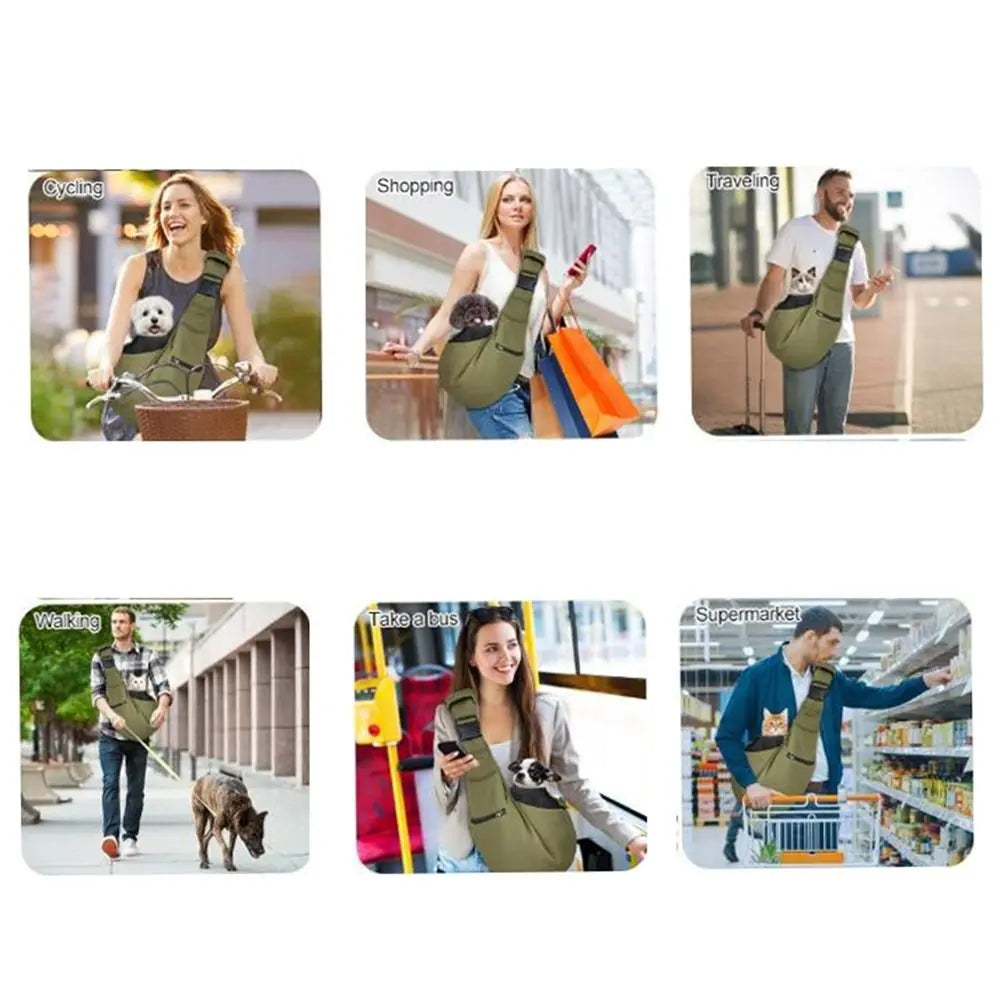 Double-Sided Pet Crossbody Carrier Bag (Large Capacity, Safety Harness)