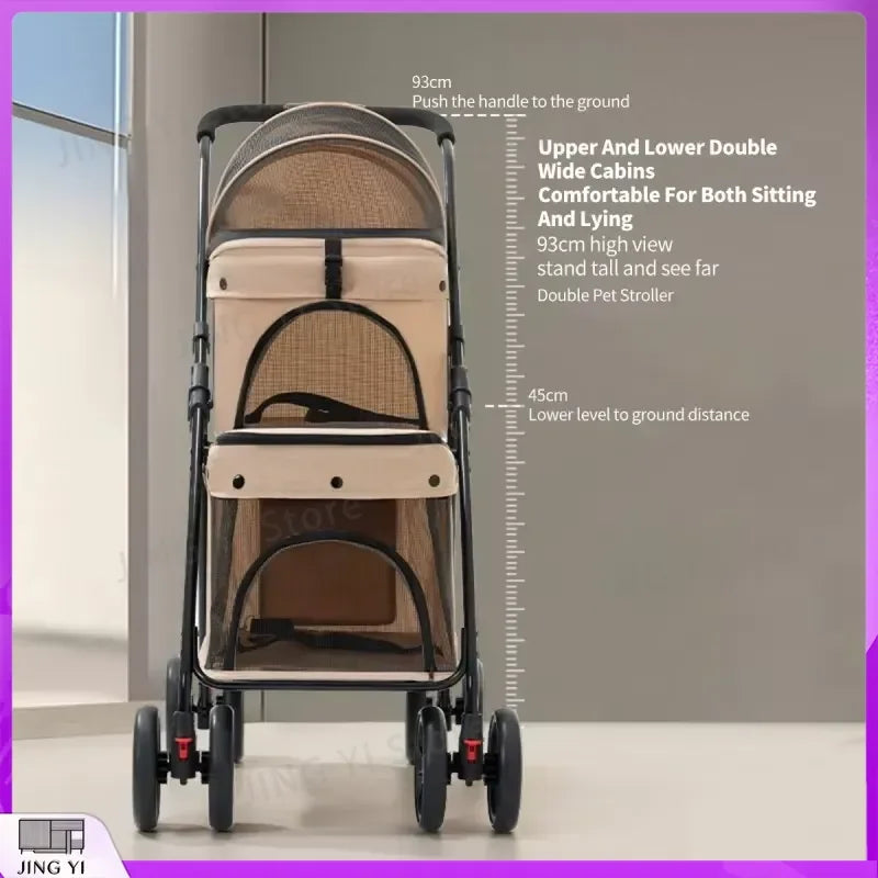 Foldable Lightweight Pet Stroller for Cats & Small Dogs with Safety Belt — Portable Outdoor Carrier