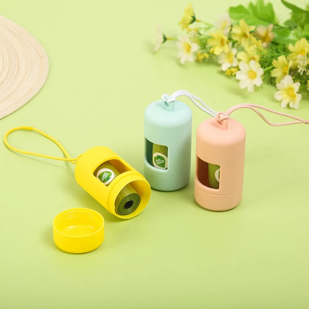 Candy Color Dog Poop Bag Holder (Plastic, Hanging Rope, Portable, Bright)