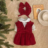 Puppy Bow Knot Princess Dress (Winter Warm Christmas Outfit)