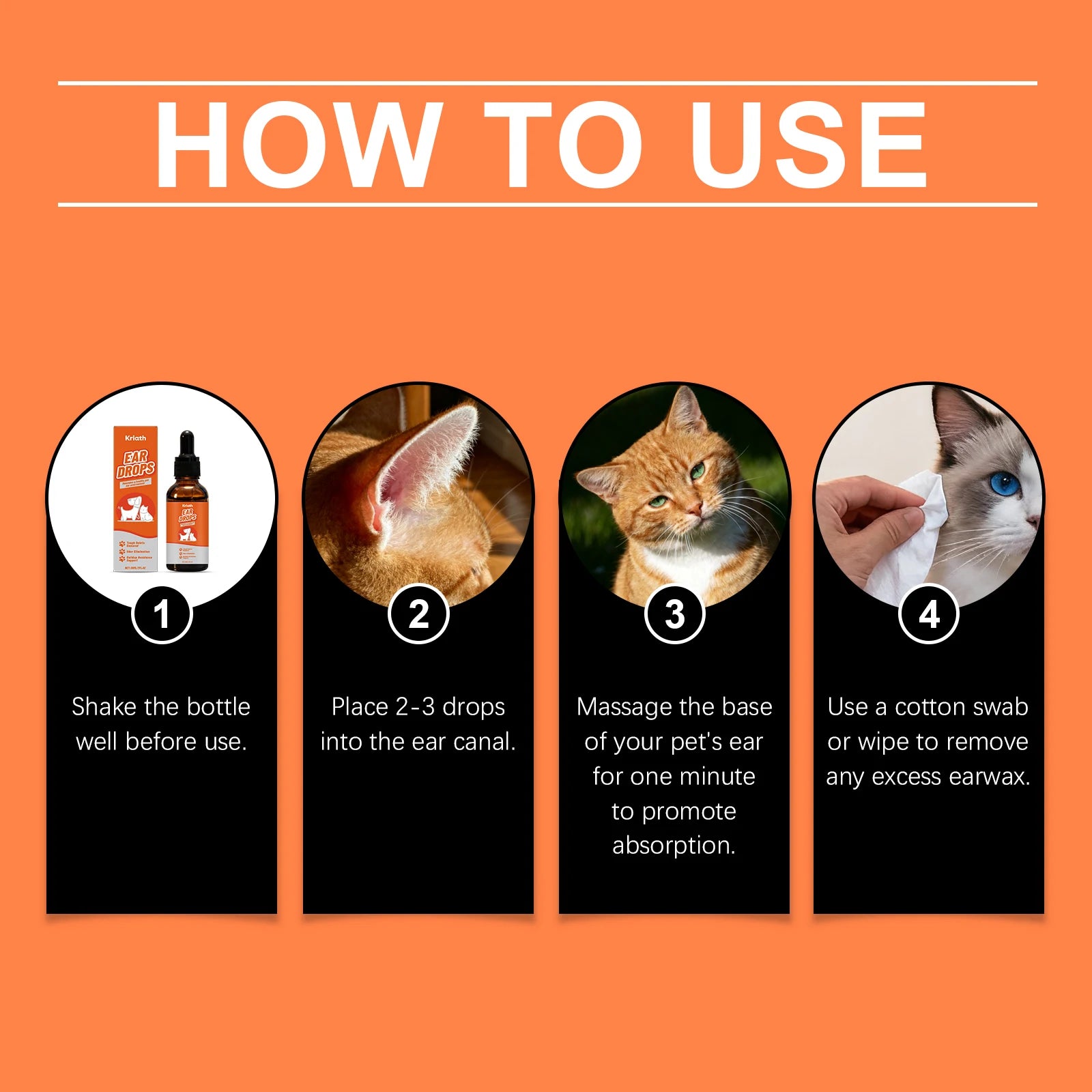 Gentle Ear Care Drops for Dogs & Cats — Earwax Remover & Anti-Fungal Cleanser