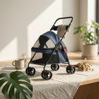 Foldable Compact Ventilated Lightweight Pet Stroller for Cats — Outdoor Walking & Travel