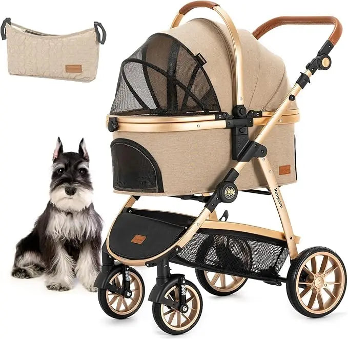Luxury Pet Stroller with Removable Carrier for Small & Medium Dogs