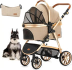 Luxury Pet Stroller with Removable Carrier for Small & Medium Dogs