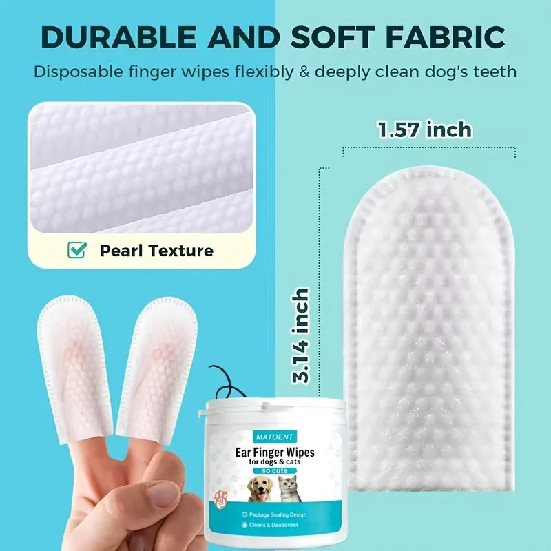 Fingertip Ear Cleaning Wipes for Cats & Dogs — 50-Count, Mite Removal