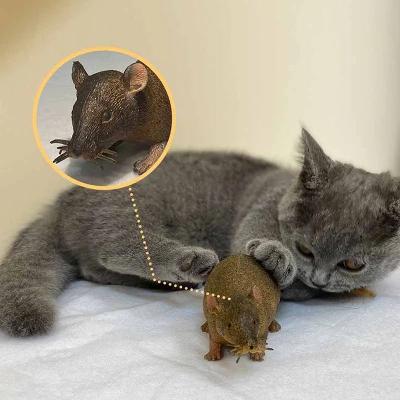 Simulation Mouse Rubber TPR Cat Toy — Bite-Resistant Halloween Prank Rat Model