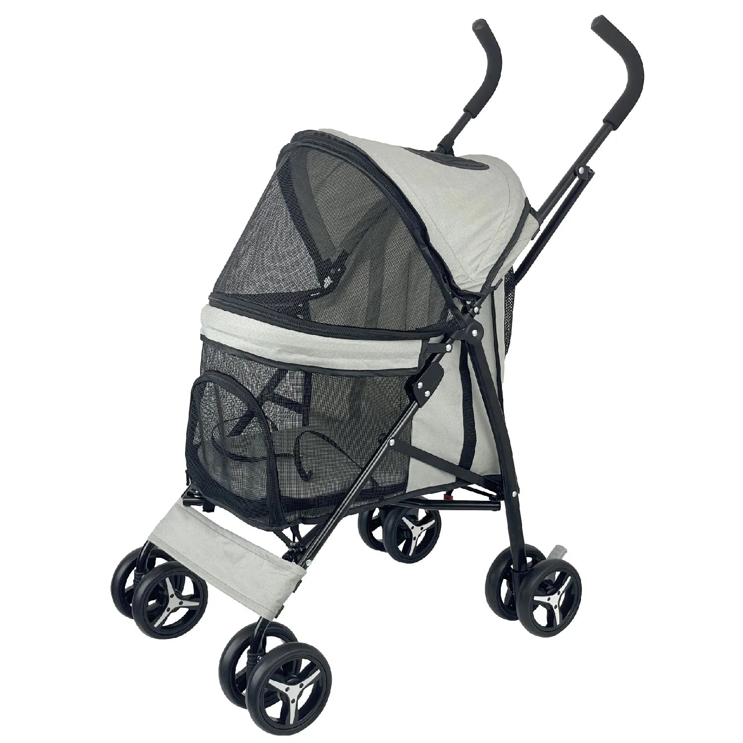 4-Wheel Foldable Pet Stroller for Teacup Poodles, Cats & Small Dogs — Lightweight Outdoor Travel Cart