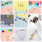 Gradient Feather Cat Teaser Wand — Colorful Interactive Rod Stick (1–50 Pack)