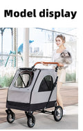 Luxury Large-Size 4-Wheel Pet Stroller with Adjustable Cage & Washable Travel Bag — Foldable