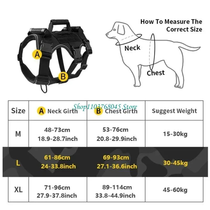 Military-Style Dog Training Harness (Breathable, Tactical, Field Ready)