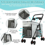 Dog Stroller With 360-degree Wheels Foldable Pet Cart 5 Ventilation Windows & Removable Tray Dog Cart For Small/Medium Dogs