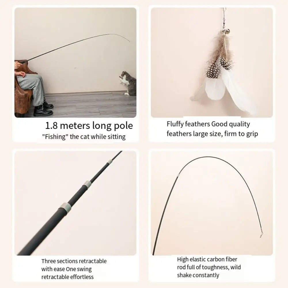 1.8m Telescopic Cat Teaser Wand — 4-Section Retractable Fishing Rod