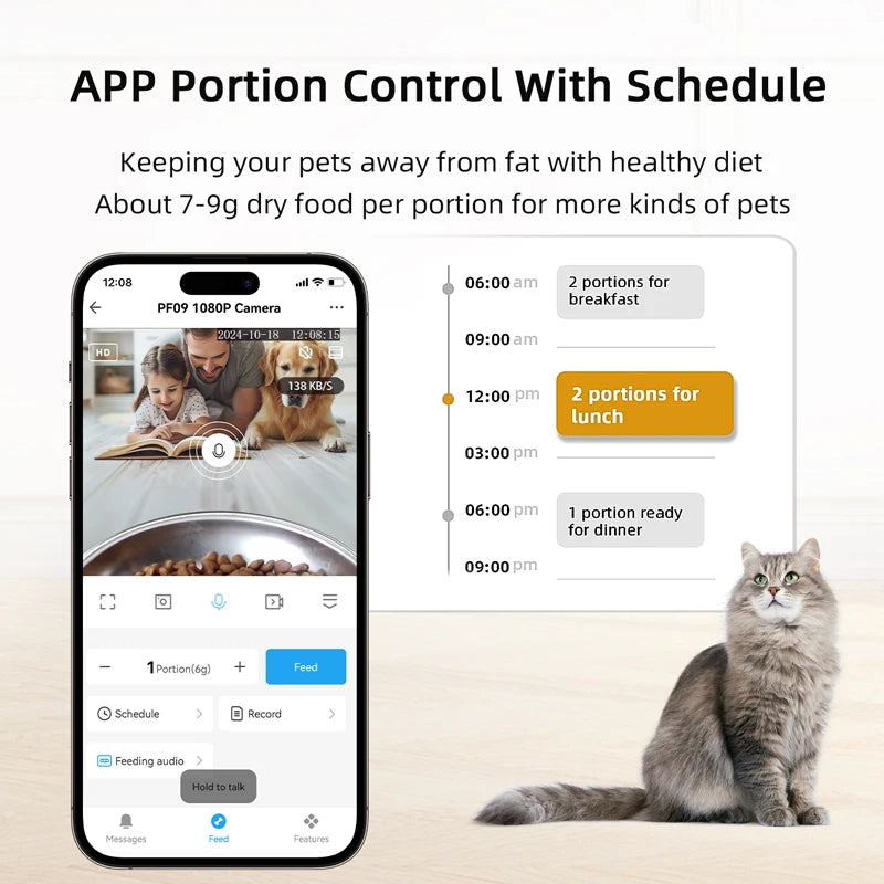Automatic Pet Feeder with HD Camera (5L, 5G WiFi)