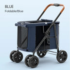 Multifunctional Large-Space Pet Stroller Trolley Case with Wheels for Multiple Pets — Up to 66 lbs
