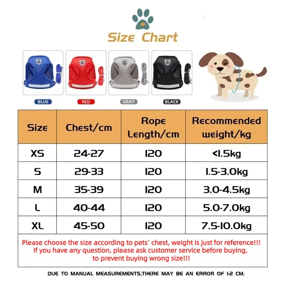 Reflective Escape-Proof Mesh Harness & Leash Set — For Cats & Small Dogs