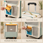 2-in-1 Rolling Cat Carrier with Wheels & Telescopic Handle — Clear Window Breathable Pet Travel Bag