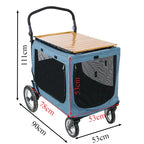 Multifunctional Camping Cart & Large Pet Stroller Trolley with Wooden Table Top for Dogs