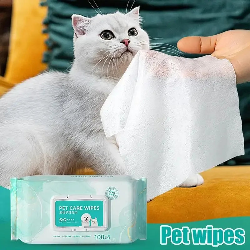 Pet Cleaning Wipes — Gentle Deodorizing Wipes for Paws & Tear Stains, 100-Count