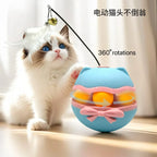 Electric Tumbler Cat Toy with Feather Stick — Self-Rolling Teaser