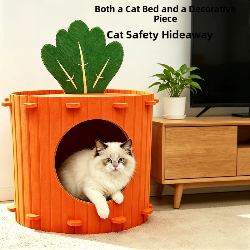 Carrot-Shaped Half-Closed Rabbit House Bed