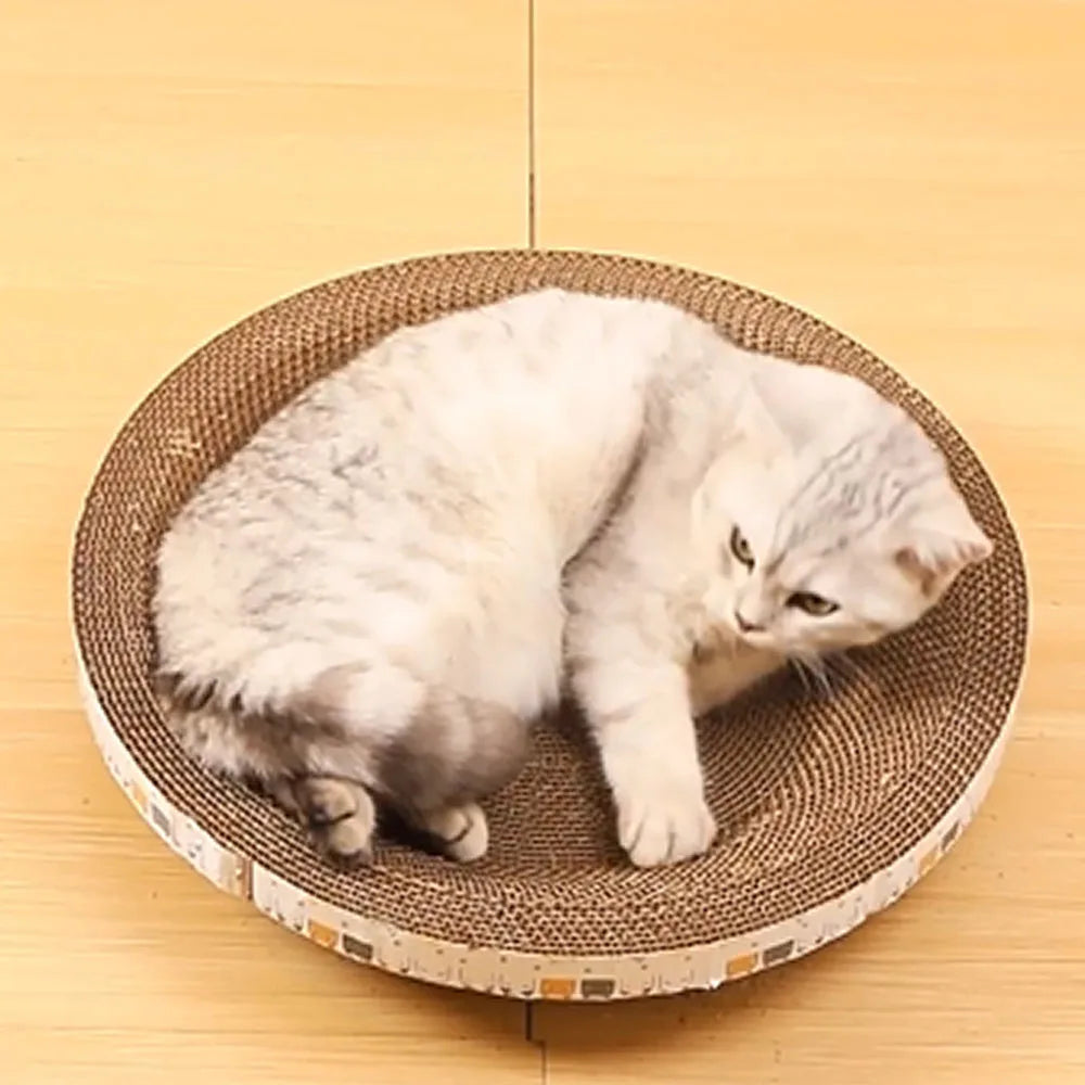 2-in-1 Cardboard Cat Scratcher Bowl Bed
