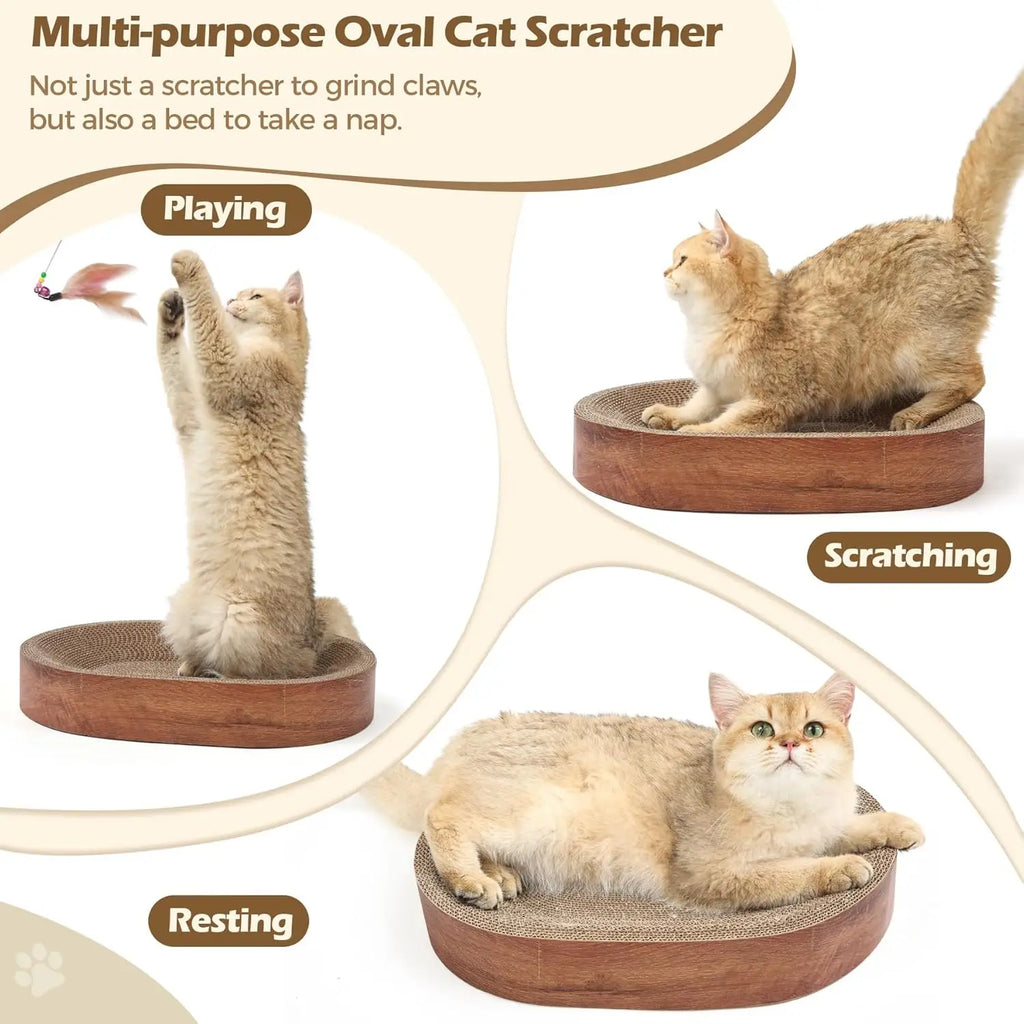 Oval Corrugated Cardboard Cat Scratcher Bed