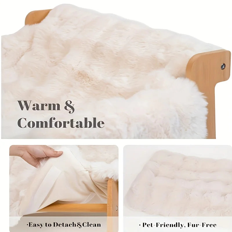 Raised Solid Wood Pet Couch Bed for Cats & Small Dogs
