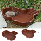 River-Style Turtle Bathing Dish — Feeding Pool with Ramp & Basking Terrace