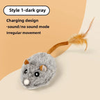 Realistic Plush Mouse Cat Toy — Wagging Tail Prey Toy for Indoor Play
