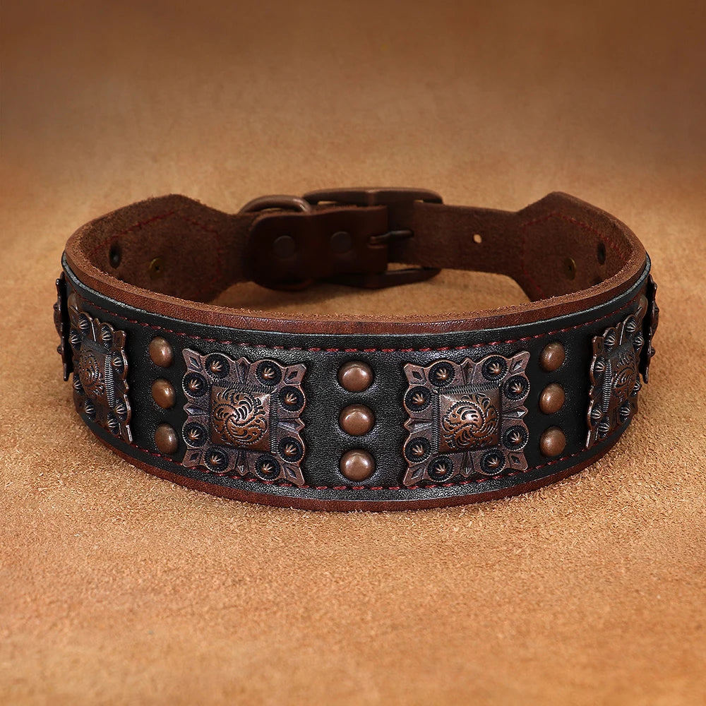Genuine Leather Spiked Dog Collar