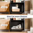 57in Wooden Litter Box Enclosure with Shelves & Hooks
