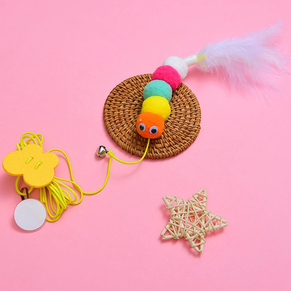 Elastic Rope Hanging Cat Teaser — Feather & Bell Self-Play Toy