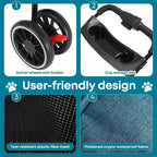 3-Wheel Foldable Pet Stroller for Small & Medium Dogs & Cats with Mesh Canopy & Cup Holders