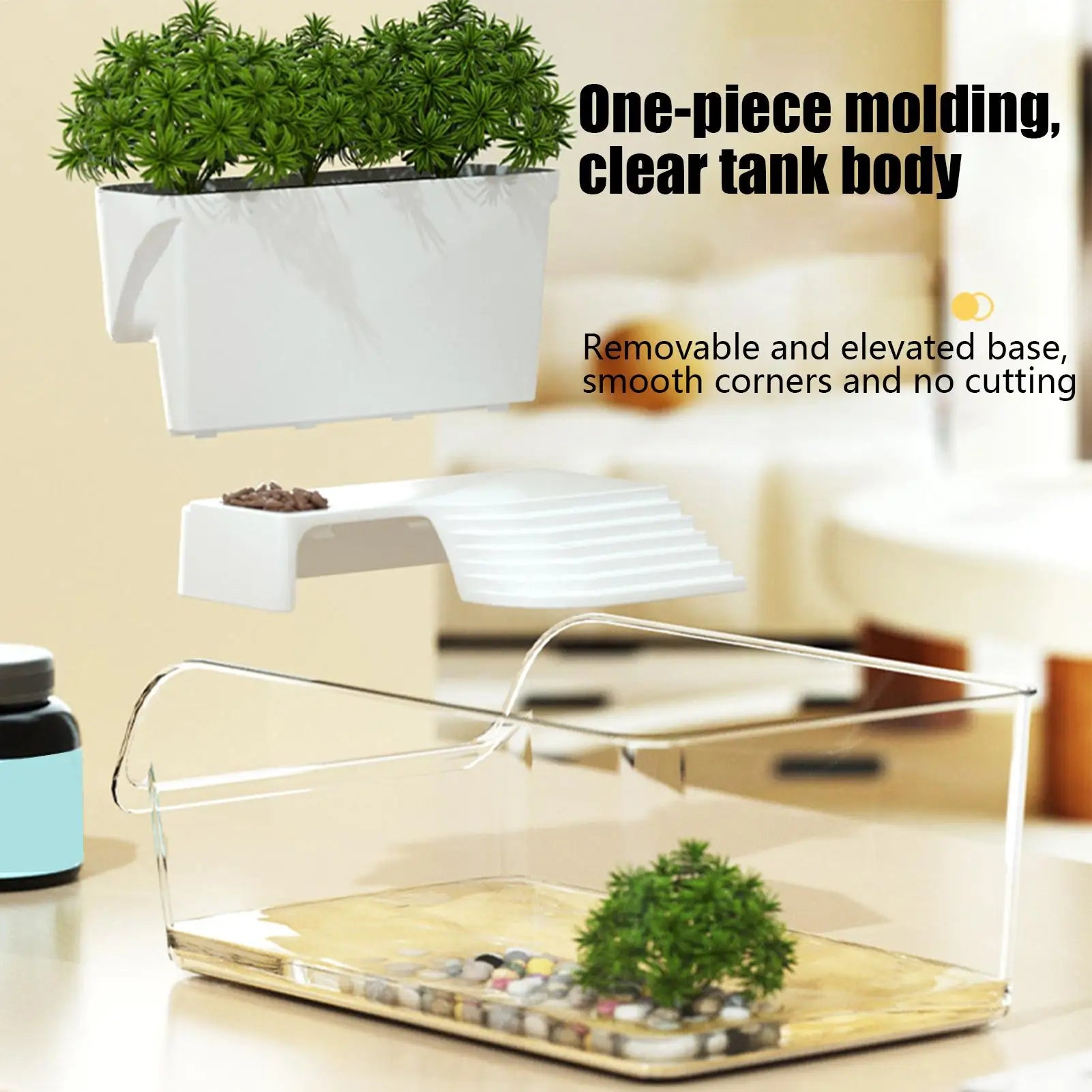 Transparent Plastic Turtle Terrarium & Reptile Breeding Tank