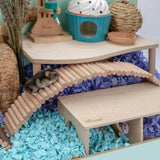 Natural Wood Ladder Bridge — Bite-Resistant Climbing Toy for Small Pets