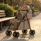 Double-Deck Dog & Cat Stroller with Breathable Mesh Panels — Easy-Fold Double Layer Travel Pet Stroller