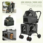 2-Tier Double Pet Stroller with Detachable Carriers for Dogs, Cats & Rabbits