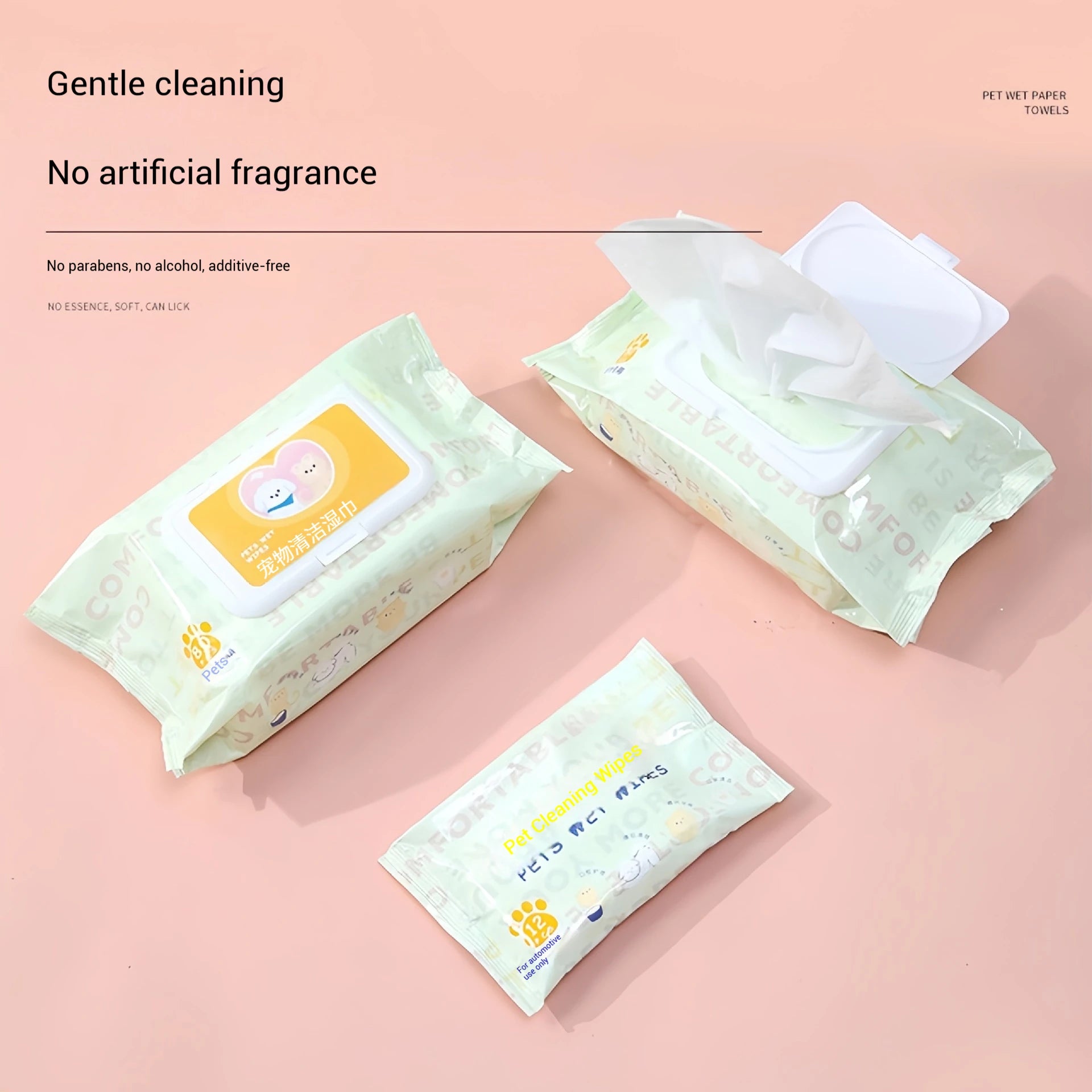 No-Rinse Pet Wipes — Tear Stain & Body Cleaning Wipes, 3-Pack (240 Count)