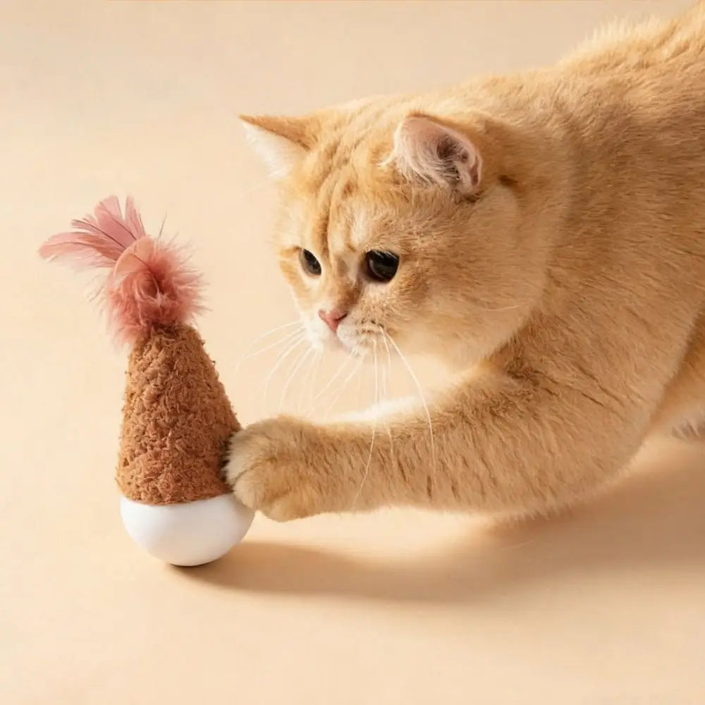 Feather Tumbler Wobbler Cat Toy — Self-Righting Solo Play Teaser